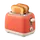 Icône 3D d'un grille-pain orange et crème avec deux tranches de pain grillé