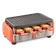 Icône 3D d'un appareil à raclette orange avec ses coupelles de fromage