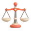 Icône 3D d'une balance à deux plateaux, orange et crème